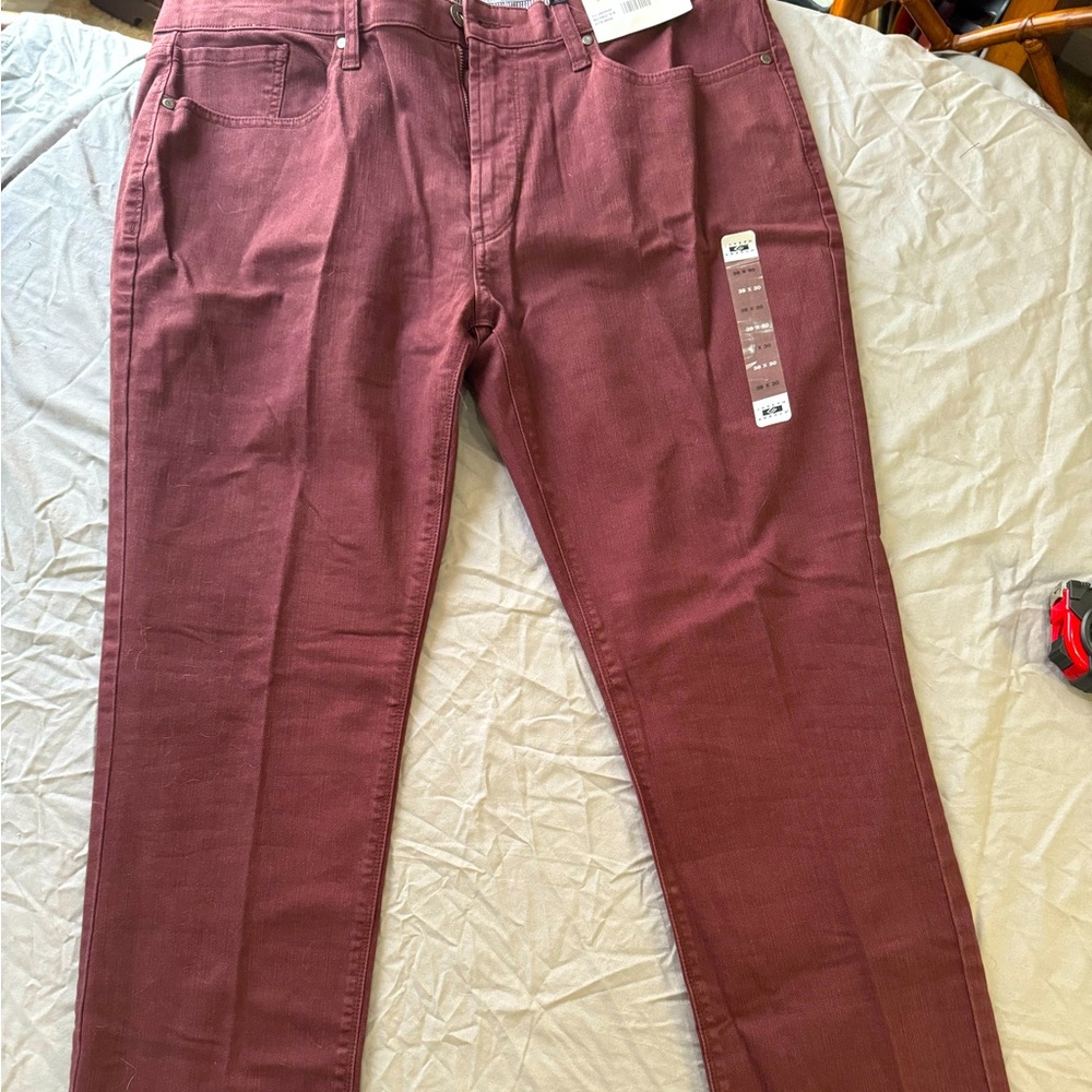 Joseph Abboud Men's Straight Jeans - Burgundy